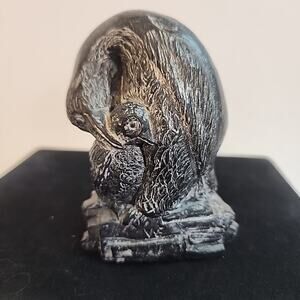 VTG Wolf WE Original Art Figurine Mom Baby Penguin Dated Sculpture Canada Love